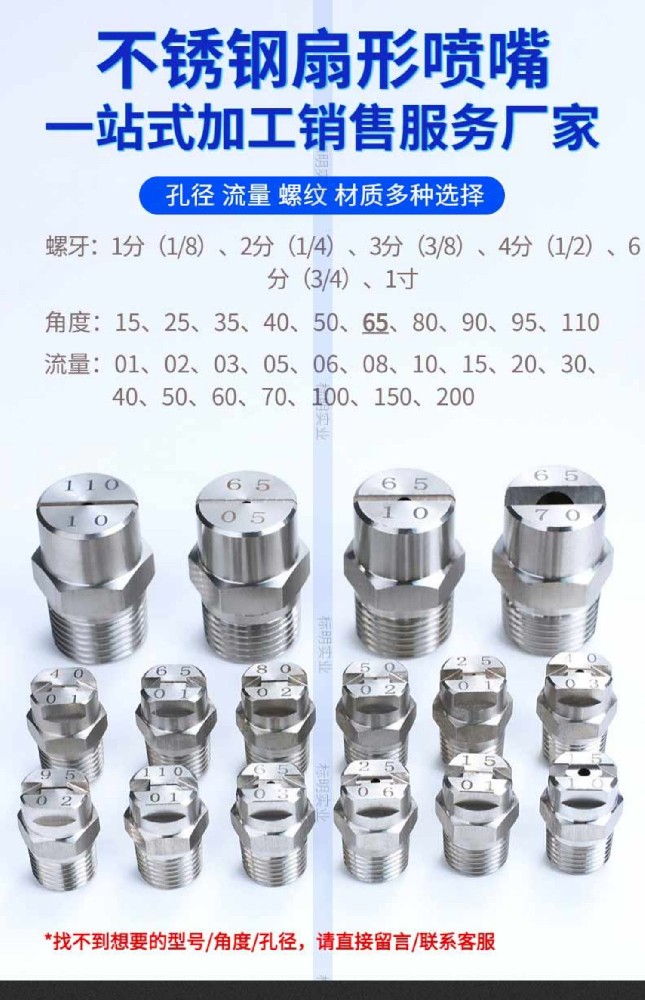 不锈钢扇形喷嘴高压雾化喷头工地清洗除尘冷却洗车喷雾扇面喷头嘴